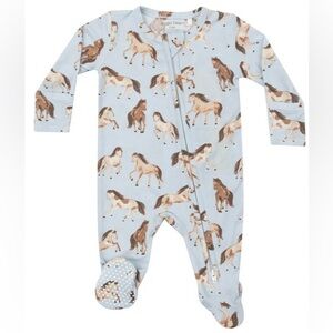 Angel Dear Horse Print bamboo Footie